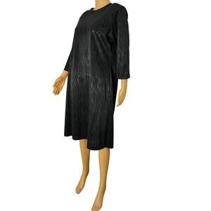 1970s Anthony Richards Abstract Print Black on Black Sheath Dress  Plus Size 14